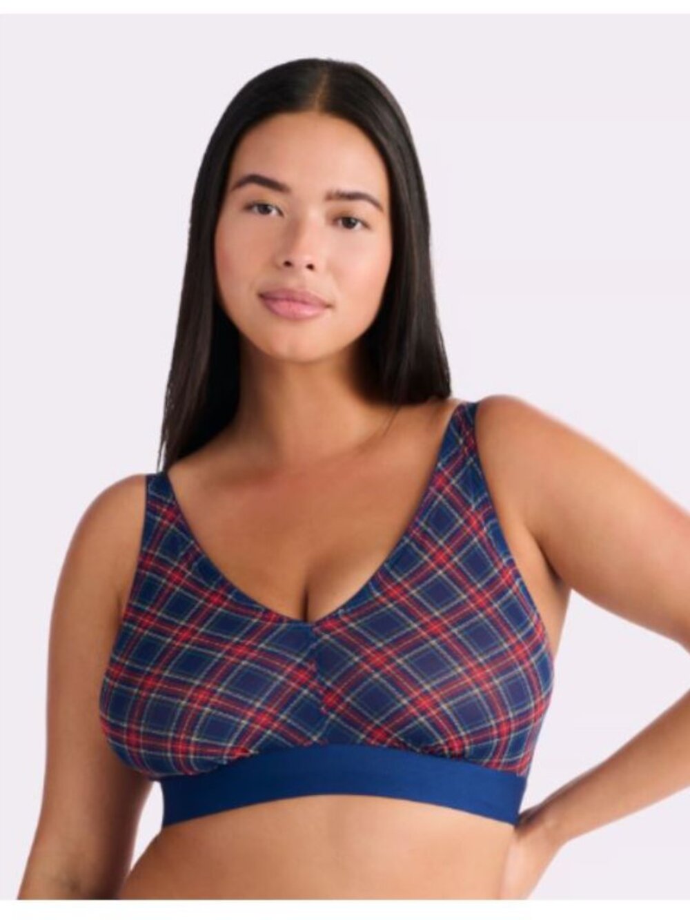 Parade Silky Mesh Plunge Bralette in Academy Plaid | 2XL